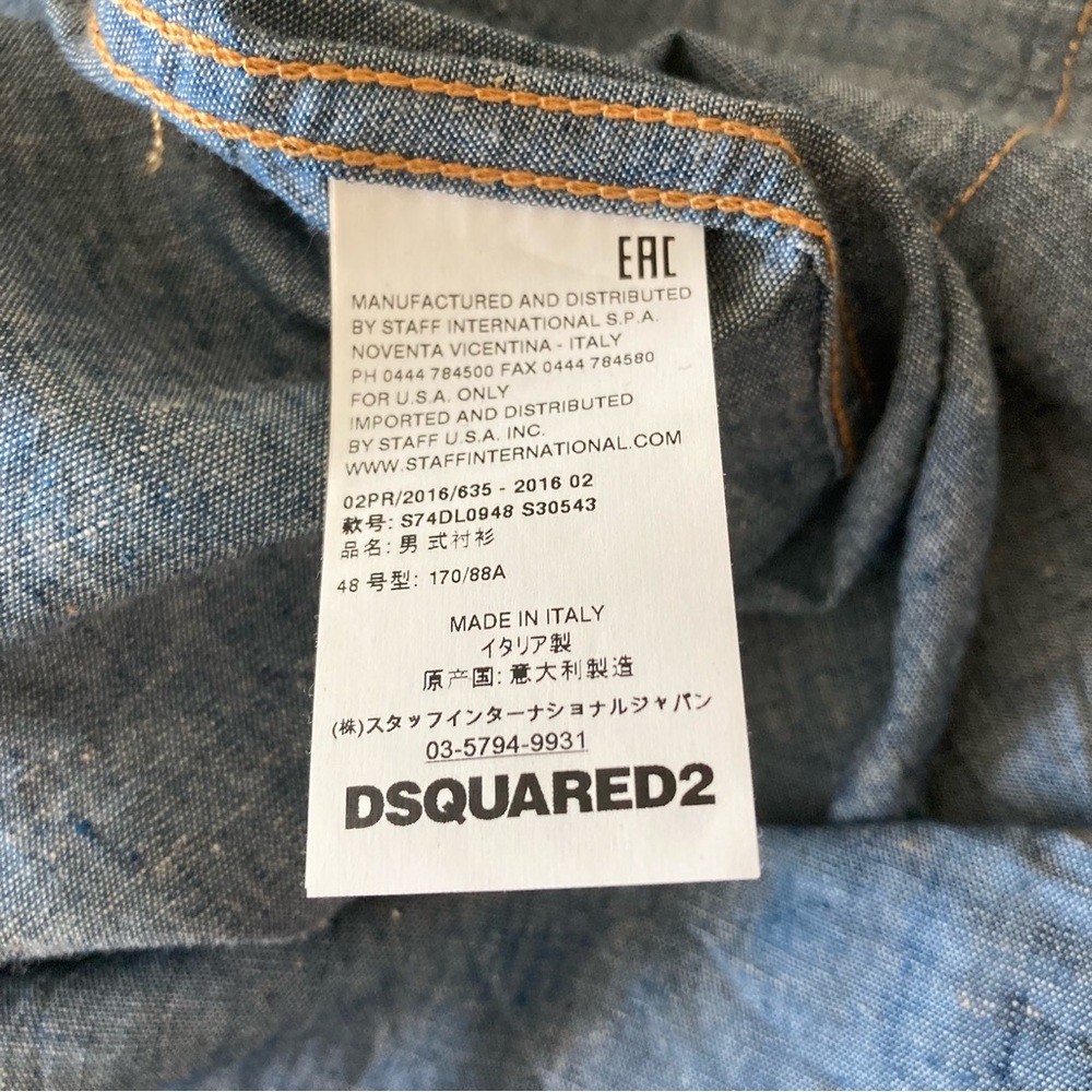 Dsquared2 Men's Blue Denim Shirt | NWT | Made in Italy - Picture 10 of 11